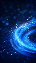 Abstract Blue. Curved Light Trails on a Dark Background with Bokeh Effect, Speed and Movement Royalty Free Stock Photo