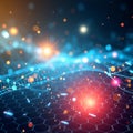 Abstract blue cyber background with red glow