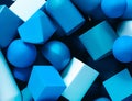 Abstract blue 3D cubes and spheres design background Royalty Free Stock Photo