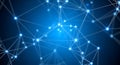 Abstract blue data connection network nodes background Royalty Free Stock Photo