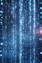 Abstract blue data rain, vertical glowing lines, digital matrix, Portrait Images Generative AI Royalty Free Stock Photo