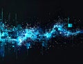 Abstract Blue Data Stream with Cubes and Particles on Dark Background Royalty Free Stock Photo