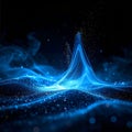 Abstract Blue Data Stream Over Dark Background with Glowing Particles Royalty Free Stock Photo