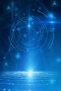 Abstract Blue Digital Background with Futuristic Circular Patterns and Light Effects for Technology Presentations and Web Design Royalty Free Stock Photo