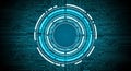 Abstract blue digital circuit board with concentric circles Royalty Free Stock Photo