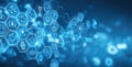 Futuristic Hexagonal Grid of Medical and Scientific Icons on Blue Digital Background Royalty Free Stock Photo