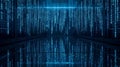 Abstract Blue Digital Data Center with Binary Code Royalty Free Stock Photo