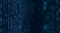 Abstract Blue Digital Data Stream Background with Binary Code Royalty Free Stock Photo