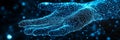Abstract Blue Digital Hand Representing Innovation, Technology, and Connection in the Future. Royalty Free Stock Photo