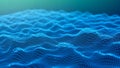 Abstract blue digital mesh grid forming undulating waves with glowing nodes Royalty Free Stock Photo