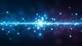 Abstract Blue Digital Network of Glowing Connected Nodes and Lines on Dark Background Royalty Free Stock Photo