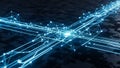 Abstract Blue Digital Network with Glowing Connections and Data Flow 20251218 Royalty Free Stock Photo