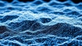 Abstract blue digital network grid forming a complex interconnected wave-like structure on black Keywords: abstract Royalty Free Stock Photo