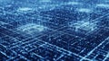 Abstract blue digital network grid with glowing data points and connections technology Royalty Free Stock Photo