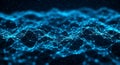 Abstract Blue Digital Network Grid with Glowing Particles and Wavy Lines technology data Royalty Free Stock Photo