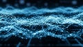 Abstract blue digital network of interconnected points and lines creating a flowing, wave-like pattern Royalty Free Stock Photo