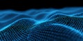 Abstract blue digital network wave with glowing nodes and connections, representing data flow and technology Royalty Free Stock Photo