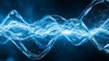 Abstract blue digital network wave with glowing particles and lines Royalty Free Stock Photo