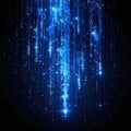 Abstract Blue Digital Rain Particles Falling Downward In Dark Space Royalty Free Stock Photo