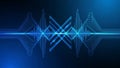 Abstract Blue Digital Sound Waveform and Geometric Pattern on a Dark Gradient Background Royalty Free Stock Photo