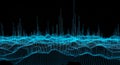 Abstract Blue Digital Sound Waveform Visualization on Black Background Royalty Free Stock Photo