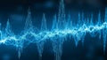 Abstract Blue Digital Sound Waveform Visualization with Glowing Lines and Dark Background Representing Audio Data Royalty Free Stock Photo