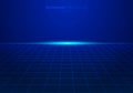 Abstract blue digital technology square grid pattern on background with light explode