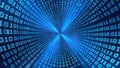 Abstract blue digital tunnel of binary code Royalty Free Stock Photo