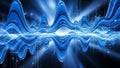 Abstract blue digital visualization of sound waves and data streams Royalty Free Stock Photo