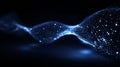 Abstract blue digital wave composed of glowing particles flowing dynamically across a dark background representing data transfer Royalty Free Stock Photo