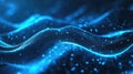 Abstract blue digital wave flowing with data particles Royalty Free Stock Photo