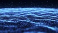 Abstract Blue Digital Wave of Glowing Particles Royalty Free Stock Photo