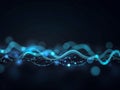 Abstract Blue Digital Wave with Glowing Particles Background. For background, website, presentation. Royalty Free Stock Photo