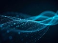 Abstract Blue Digital Wave with Glowing Particles Background. For background, website, presentation. Royalty Free Stock Photo