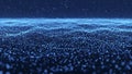 Abstract blue digital wave of glowing particles in a dark expanse image photo Royalty Free Stock Photo