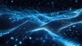 Abstract blue digital wave network connecting glowing particles Royalty Free Stock Photo