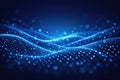 Abstract Blue Digital Wave Particle Network Background Royalty Free Stock Photo