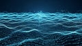 Abstract blue digital wave pattern of glowing particles on dark background image photo Royalty Free Stock Photo