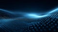 Abstract blue digital wave pattern with glowing dots on dark background representing technology and innovation concepts in a Royalty Free Stock Photo