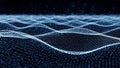 Abstract blue digital wave pattern with glowing particles on black background image Royalty Free Stock Photo