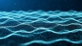 Abstract blue digital wave pattern with glowing particles and bokeh background Royalty Free Stock Photo
