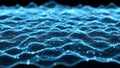 Abstract blue digital wave pattern with glowing particles and interconnected grid Royalty Free Stock Photo