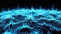 Abstract Blue Digital Waveform Background with Glowing Particles Royalty Free Stock Photo