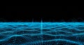 Abstract Blue Digital Waveform on Black Background sound audio Royalty Free Stock Photo