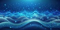 Abstract blue digital waveform landscape with glowing particles. Generative AI Royalty Free Stock Photo