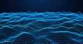 Abstract blue digital waveform landscape with glowing particles Royalty Free Stock Photo