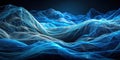 Abstract blue digital waveform landscape representing data flow. Generative AI Royalty Free Stock Photo