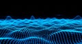 Abstract Blue Digital Waveform Particle Landscape on Black Background particles Royalty Free Stock Photo