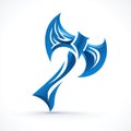 Abstract Blue Double Axe Illustration with Stylized Design Royalty Free Stock Photo