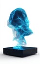 Abstract Blue Energy Form Levitating Above Dark Pedestal White Studio Lighting Royalty Free Stock Photo